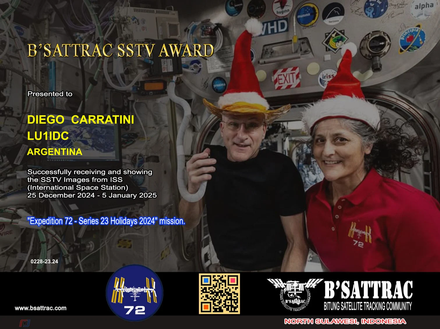B'SATTRAC SSTV AWARD EXPEDITION 72-SERIES 23
